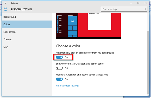 Choose a Color option